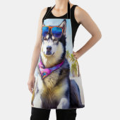 Alaskan Malamute op Beach, zomercadeau Schort (Insitu)