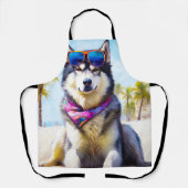 Alaskan Malamute op Beach, zomercadeau Schort (Voorkant)