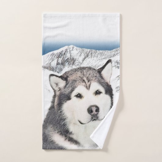 Alaskan Malamute Painting - Cute Original Dog Art Bad Handdoek (Handdoek)