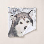 Alaskan Malamute Painting - Cute Original Dog Art Bad Handdoek (Wasdoekje)