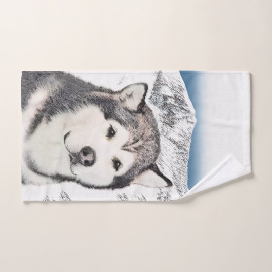 Alaskan Malamute Painting - Cute Original Dog Art Bad Handdoek (Handdoek)