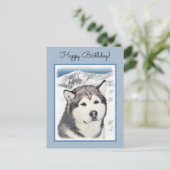 Alaskan Malamute Painting - Cute Original Dog Art Briefkaart (Staand voorkant)