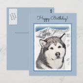 Alaskan Malamute Painting - Cute Original Dog Art Briefkaart (Voorkant / Achterkant)
