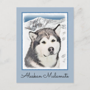 Alaskan Malamute Painting - Cute Original Dog Art Briefkaart