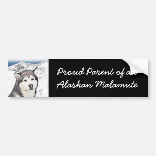 Alaskan Malamute Painting - Cute Original Dog Art Bumpersticker (Voorkant)