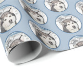 Alaskan Malamute Painting - Cute Original Dog Art Cadeaupapier (Rol Hoek)