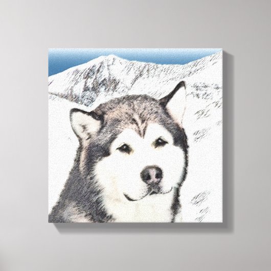 Alaskan Malamute Painting - Cute Original Dog Art Canvas Afdruk (Voorkant)