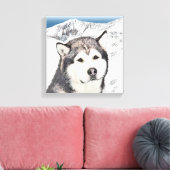 Alaskan Malamute Painting - Cute Original Dog Art Canvas Afdruk (Insitu (Woonkamer))