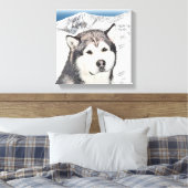 Alaskan Malamute Painting - Cute Original Dog Art Canvas Afdruk (Insitu (Slaapkamer))