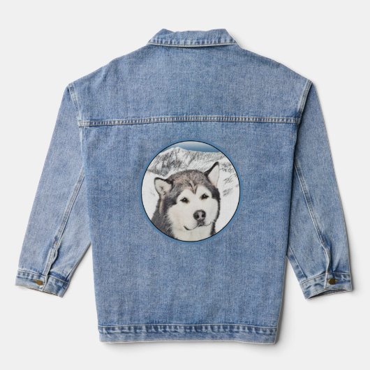 Alaskan Malamute Painting - Cute Original Dog Art Denim Jacket (Achterkant)