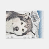 Alaskan Malamute Painting - Cute Original Dog Art Fleece Deken (Voorkant (Horizontaal))
