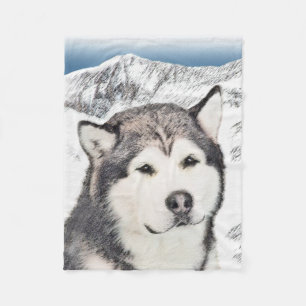 Alaskan Malamute Painting - Cute Original Dog Art Fleece Deken