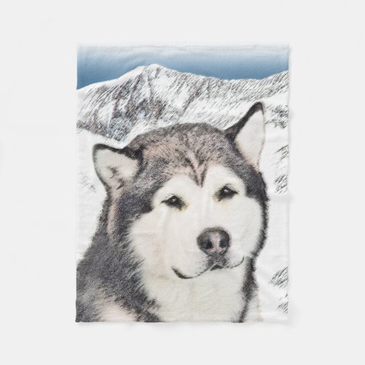 Alaskan Malamute Painting - Cute Original Dog Art Fleece Deken (Voorkant)
