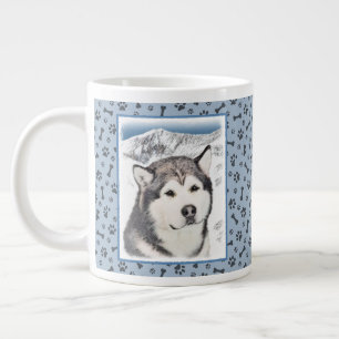 Alaskan Malamute Painting - Cute Original Dog Art Grote Koffiekop