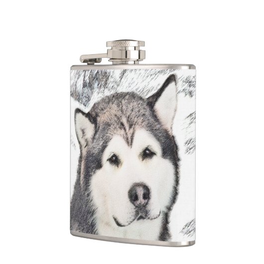 Alaskan Malamute Painting - Cute Original Dog Art Heupfles (Links)