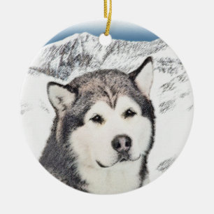 Alaskan Malamute Painting - Cute Original Dog Art Keramisch Ornament