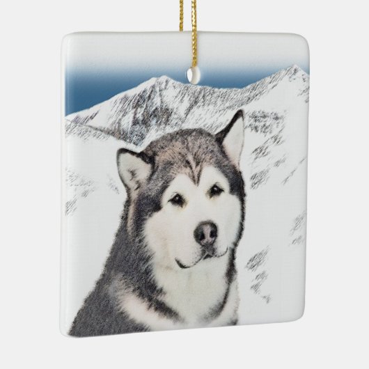 Alaskan Malamute Painting - Cute Original Dog Art Keramisch Ornament (Rechts)