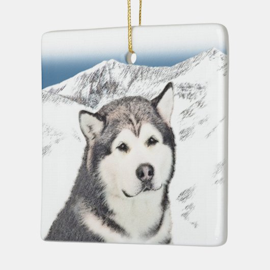 Alaskan Malamute Painting - Cute Original Dog Art Keramisch Ornament (Links)