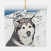 Alaskan Malamute Painting - Cute Original Dog Art Keramisch Ornament (Achterkant)