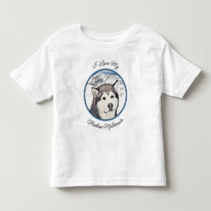 Alaskan Malamute Painting - Cute Original Dog Art Kinder Shirts