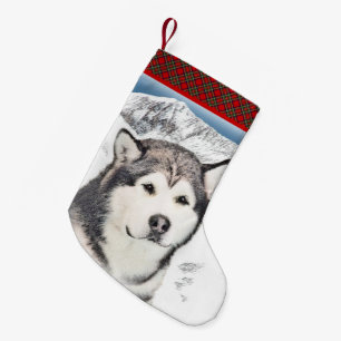 Alaskan Malamute Painting - Cute Original Dog Art Kleine Kerstsok