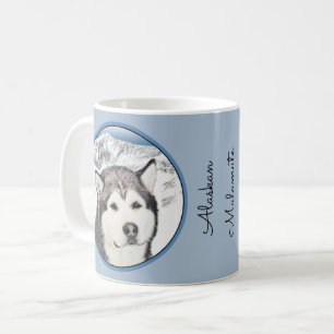 Alaskan Malamute Painting - Cute Original Dog Art Koffiemok