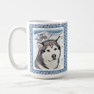 Alaskan Malamute Painting - Cute Original Dog Art Koffiemok