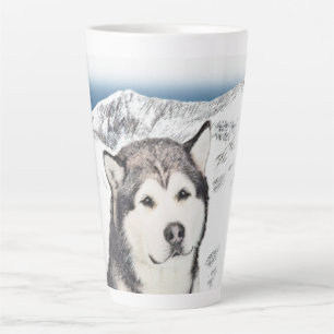 Alaskan Malamute Painting - Cute Original Dog Art Latte Mok