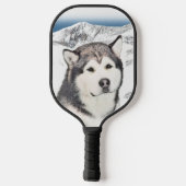 Alaskan Malamute Painting - Cute Original Dog Art Pickleball Paddle (Achterkant)