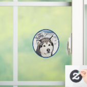 Alaskan Malamute Painting - Cute Original Dog Art Raamsticker (Huis)