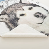 Alaskan Malamute Painting - Cute Original Dog Art Sherpa Deken (3/4)