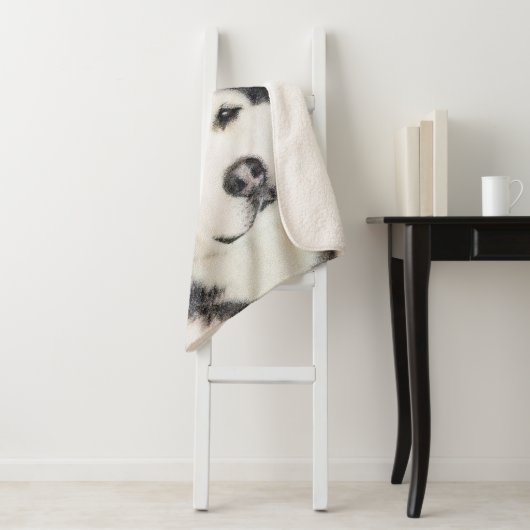 Alaskan Malamute Painting - Cute Original Dog Art Sherpa Deken (In situ)