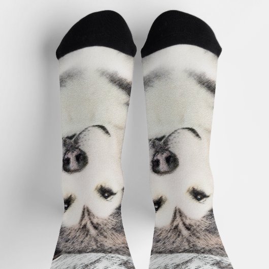 Alaskan Malamute Painting - Cute Original Dog Art Sokken (Top)