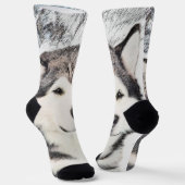 Alaskan Malamute Painting - Cute Original Dog Art Sokken (Gebogen)