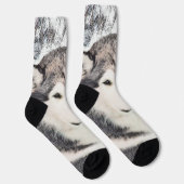Alaskan Malamute Painting - Cute Original Dog Art Sokken (Rechts)