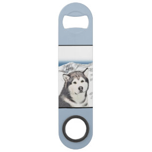 Alaskan Malamute Painting - Cute Original Dog Art Speed Flessenopener