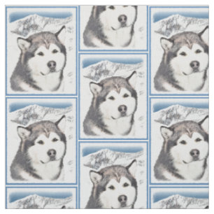 Alaskan Malamute Painting - Cute Original Dog Art Stof