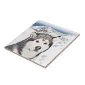 Alaskan Malamute Painting - Cute Original Dog Art Tegeltje (Zijkant)