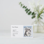Alaskan Malamute Painting - Cute Original Dog Art Visitekaartje (Staand voorkant)