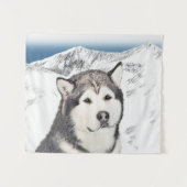 Alaskan Malamute Painting - Cute Original Dog Art Wandkleed (Voorkant (horizontaal))