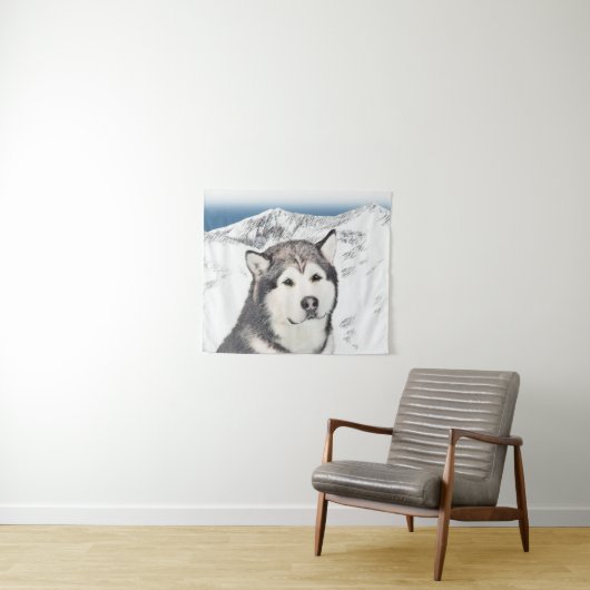 Alaskan Malamute Painting - Cute Original Dog Art Wandkleed (In Situ (horizontaal))