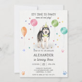 Alaskan Malamute Pawty Puppy Verjaardag Roze Kaart (Voorkant)