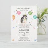 Alaskan Malamute Pawty Puppy Verjaardag Roze Kaart (Staand voorkant)