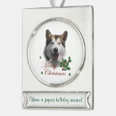 Alaskan Malamute Persoonlijke Kerstmis Verzilverd Banner Ornament (Links)