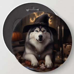 Alaskan Malamute Pompoenen Halloween Griezelen Ronde Button 6,0 Cm
