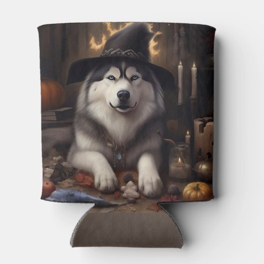 Alaskan Malamute Pumpkins Halloween Scary Blikjeskoeler (Achterkant)