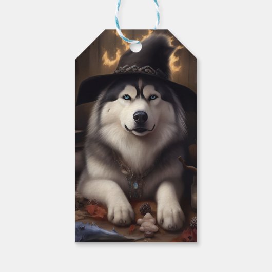 Alaskan Malamute Pumpkins Halloween Scary Cadeaulabel (Achterkant)