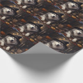 Alaskan Malamute Pumpkins Halloween Scary Cadeaupapier (Hoek)