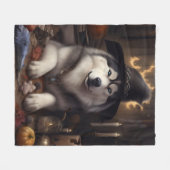 Alaskan Malamute Pumpkins Halloween Scary Fleece Deken (Voorkant (Horizontaal))