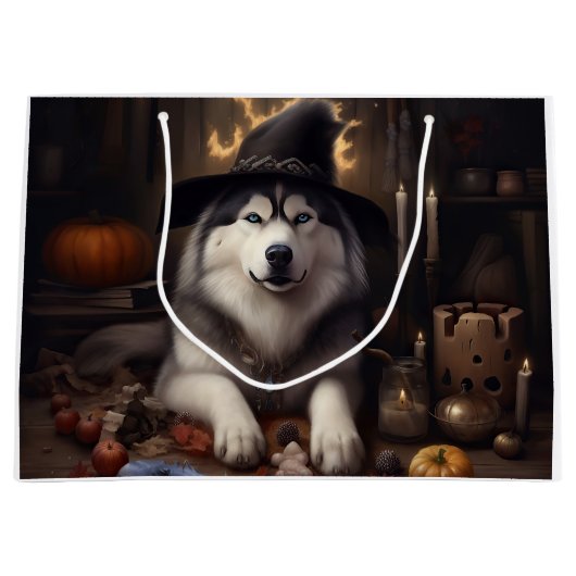 Alaskan Malamute Pumpkins Halloween Scary Groot Cadeauzakje (Voorkant)